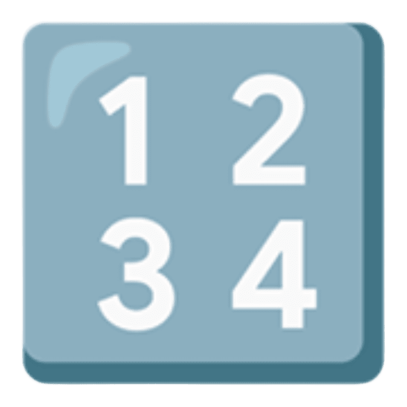 A blue square tile with white numbers 1, 2, 3, and 4 arranged in a grid.